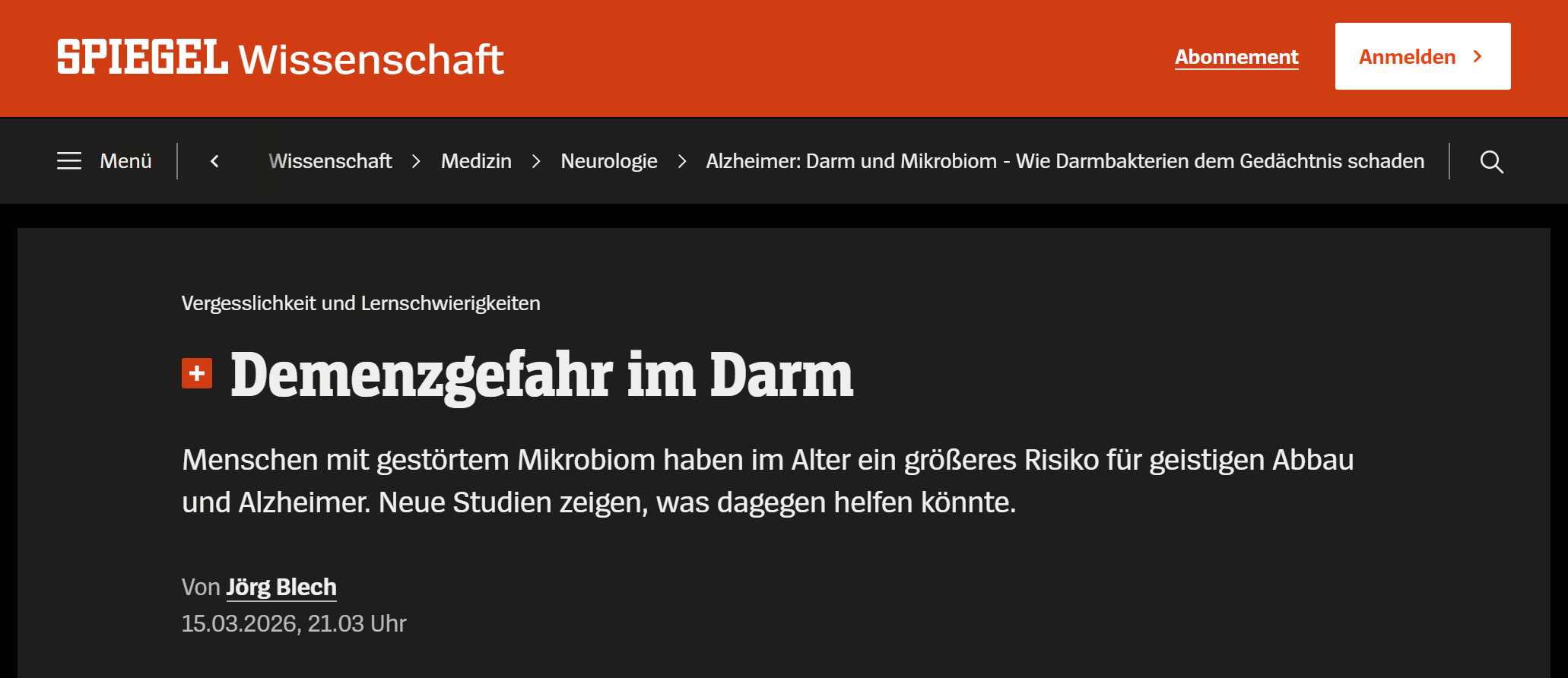 Gut and Brain: New Research on the Gut-Brain Axis – and Why SPIEGEL Is Covering It